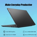 Tout nouvel ordinateur portable Lenovo v15 core i5 13420H 13e génération 8 Go DDR5 Ram 512 Go Nvme 15,6 pouces FHD écran-noir